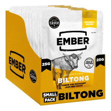 Ember Beef Biltong Original - High Protein Meat Jerky Snack - Ready to Eat, Low Fat, No Added Sugar, Keto, No Artificial Colours or Flavours - Box of