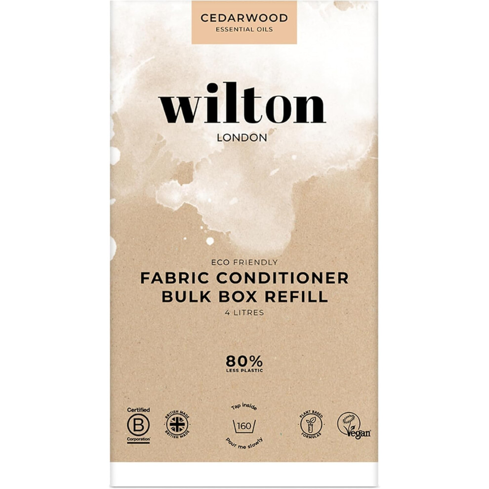 Cedarwood Fabric Conditioner Refills - 160 Washes - Plant-Based & Biodegradable Softner - 100% Recyclable - Less Plastic - Essential Oi Wilton London
