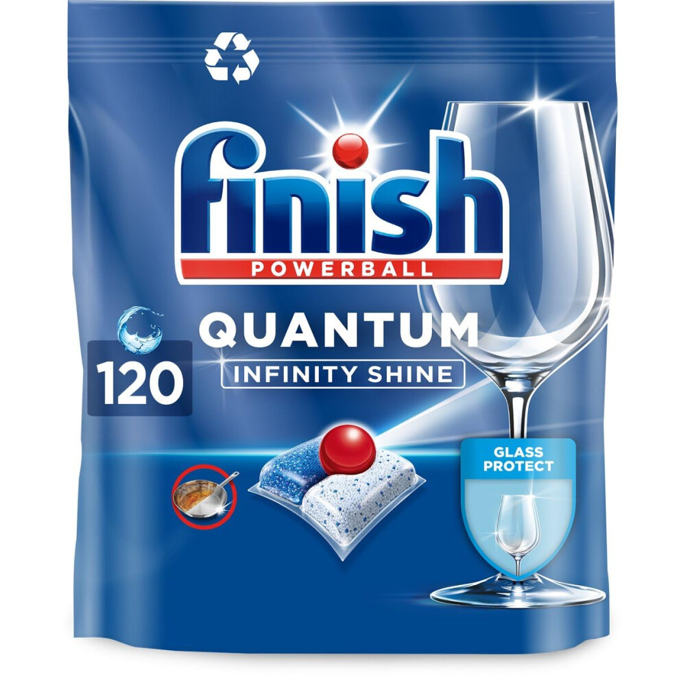 Finish Dishwasher Tablet, Quantum Infinity Shine, 120 Tablets, Fresh Scent, Powerful Clean & Shine Detergent Tabs, Tough On Grease Stains