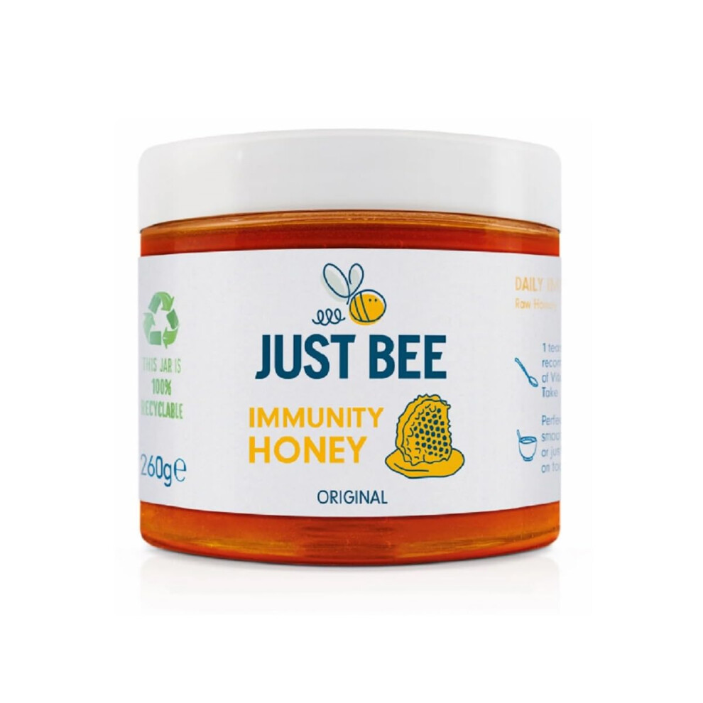 Just Bee Immunity Honey (260G) | Pure Natural Honey With Vitamin D, C, B6, B12 And Echinacea | Raw And Unpasteurised | Vitamin Rich | For Daily Immun