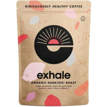 EXHALE Organic Wholebean Coffee - NEW LARGE 450G PACK - Mycotoxin Free & Suitable for Bulletproof Coffee. Single Origin and 100% Arabica Beans (Dark