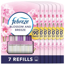 Febreze 3Volution Plug-In Air Freshener Refill, Blossom & Breeze, Pack of 7 (20ML x 7), Odour Fighter & Bathroom Freshener