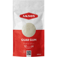 Aksoy Guar Gum 500g Fine Powder Thickener, Emulsifier and Stabiliser Agent Premium Quality Non-GMO, Gluten Free Resealable Pouche (Packaging may vary