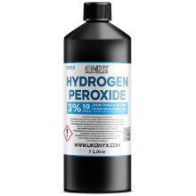 1 Litre (1000ml) ONYX Hydrogen Peroxide - Purest Grade 3% - Unstabilized and Additive Free, Multi-Purpose Cleaner/Mold remover - Food Grade - 10 Vols