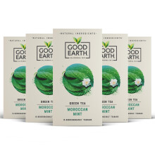 Good Earth Tea Co. Moroccan Mint Tea Bags – Refreshing Green Blend with Mint and Sweet Spearmint – 5 x 15 Plant-Based Teabags