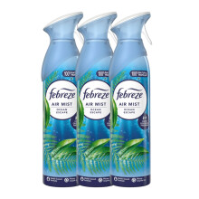 Febreze Air Freshener Spray OCEAN ESCAPE 185ml x 3 | Odour Eliminator with OdourClear Technology | Non-Flammable, Long-Lasting Room Freshener, Exotic