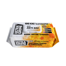 UltraGrime PRO Anti-Bac Cleaning Wet Wipes - Big Size Professional Disposable Wipes - Tougher Multi-Purpose Heavy-Duty Antibacterial Cloths (100 Thic