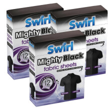 Swirl Black Fabric Sheets for Dark Cloth - Restoring Colors, Travel Wash Compatible, Revive Cloth Colour Run Protection, 3 Pack + Cheeroo Magnet