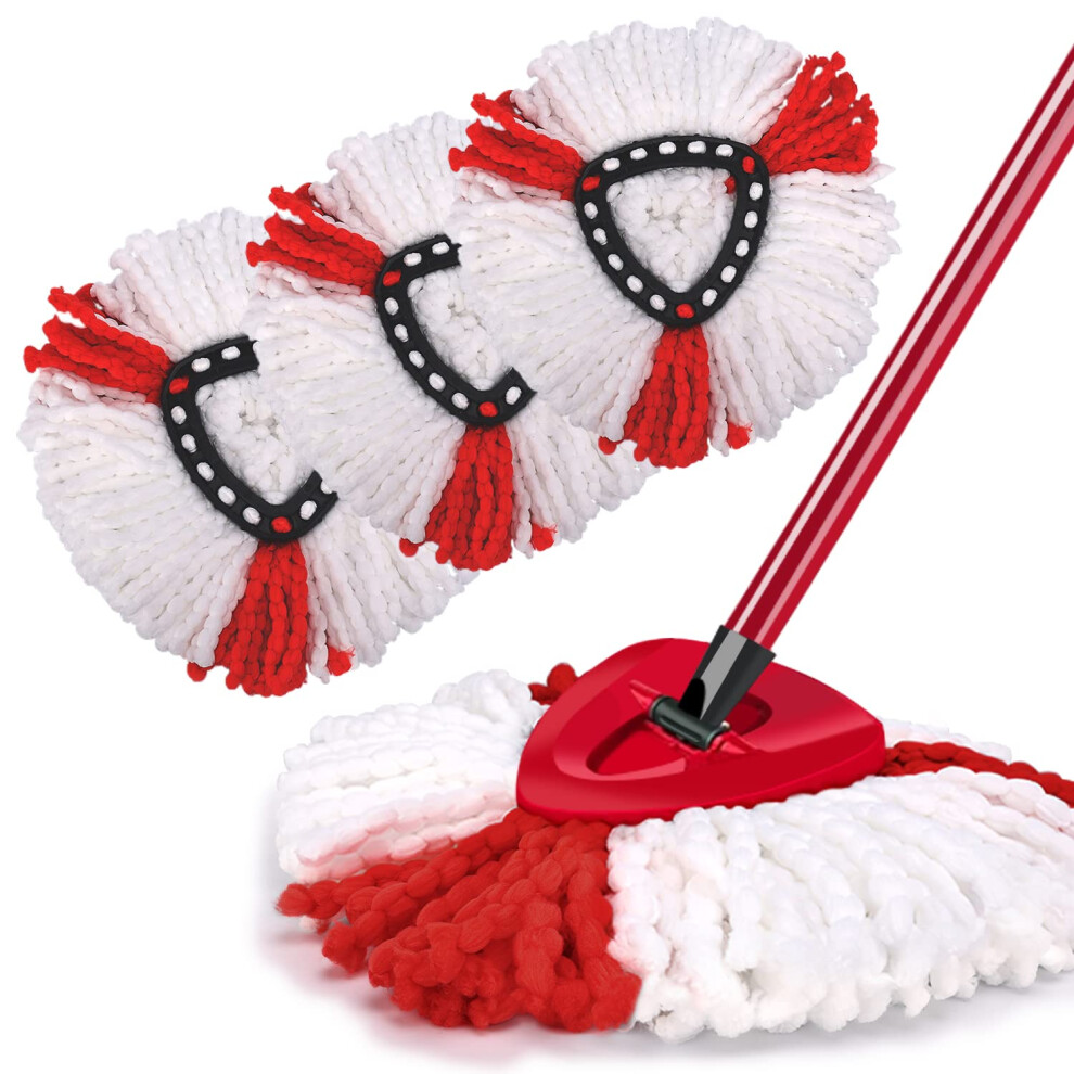 Nicemovic 3 Pack Triangle Spin Reusable Mop Heads, Compatible With Vileda 2 In 1 Turbo Mop Heads Replacement