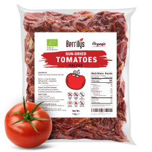 Berrilys Organic Sun Dried Tomatoes, Non-GMO, Gluten-Free, No Sulphur, No Preservatives, Sun Blushed, Dry Tomato, Natural, Ideal for Cooking & Snacki