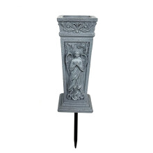 Vase for Cemetery Grave Resin Angel Carving AllWeather Grave Vase Mausoleum Gravestone Artificial Flowers Holder