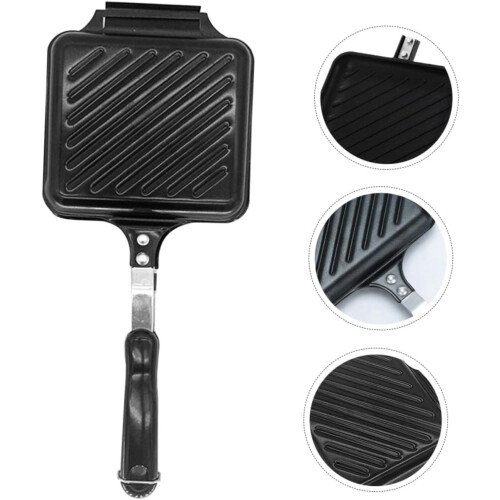 Nonstick DoubleSided Breakfast Sandwich Pan With Ergonomic Handle For Kitchen Use Uniform Heating For Toast Eggs 2