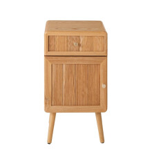 Bedside table with 1 door and 1 drawer with slatted fronts, H71 cm AVA