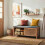 Shoe bench with 2 sliding doors and openwork slats, 112 cm wide, LIAM 4