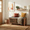Shoe bench with 2 sliding doors and openwork slats, 112 cm wide, LIAM 6