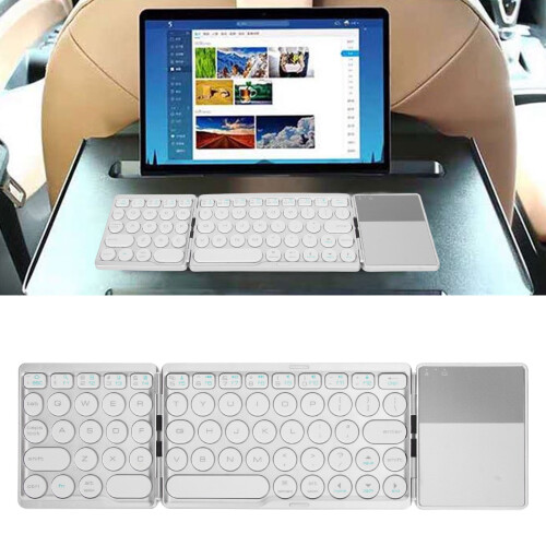 Wireless Foldable Bluetooth Keyboard 64 Keys Touchpad Silver 140mAh