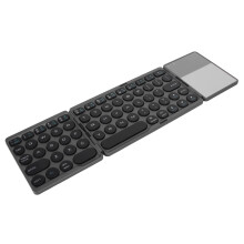 Clavier Bluetooth pliable sans fil avec touchpad, 64 touches, 140mAh, noir