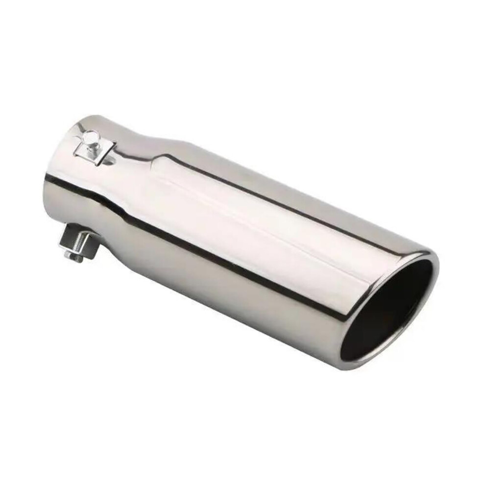 Universal Stainless Steel Car Exhaust Tip With Noise Reduction, Polished Mirror Finish, Silver 9382693897374