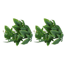 Plastic Fish Tank Plants 2 Pack with Realistic Leaves & Reusable Suction Cups