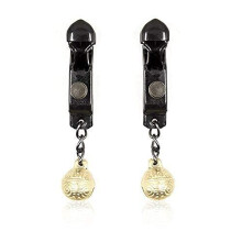 Black Nipple Clamps with Gold Bells, Adjustable Size, Lightweight Metal, BDSM Accessories for Enhanced Stimulation