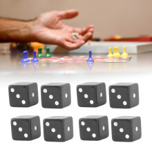 Set de 8 dés en plastique à 6 faces pour jeux de société et enseignement, 24x24x24mm, noir