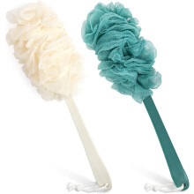 Badaccessoires: Lichaamsborstels, Zachte gebreide mesh rugscrubber voor onder de douche met rijke schuimvorming, Loofah sponsborstel voor