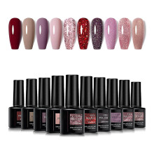 Esmalte de uñas en gel UV LED profesional para un acabado liso como un espejo, color rojo oscuro, fórmula autonivelante de alto brillo y larga