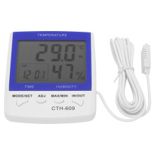 Multifunctionele meter voor temperatuur- en vochtigheidsmeting. Groot LCD-scherm. Geschikt voor binnen- en buitenomstandigheden. Nauwkeurige metingen