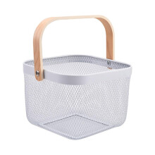 Wire Storage Baskets Iron Handheld Storage Basket White 24X24X18 Cm For Food Snacks Drinks Kitchen Pantry Organizer