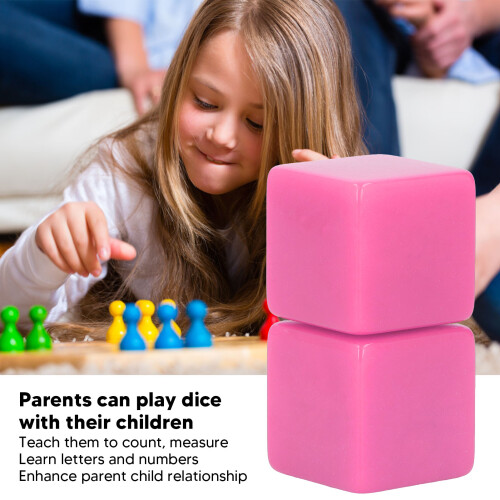 Set di 6 dadi di plastica rosa vuoti, 30mm per matematica e giochi 1