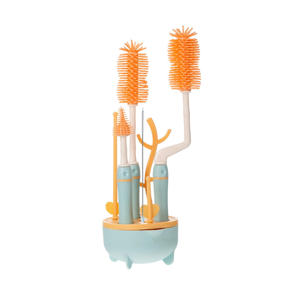 Baby Bottle Brush Set With Drying Rack, 360 Rotation Cleaner, Ergonomic Grip, Blue