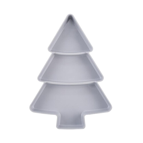 Christmas Tree Fruit Bowl ABS Plastic Tree Shaped Candy Tray Grey Kitchen Accessory