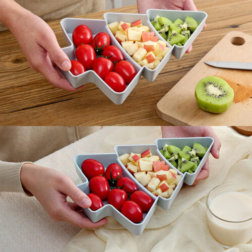 Christmas Tree Fruit Bowl ABS Plastic Tree Shaped Candy Tray Grey Kitchen Accessory 1