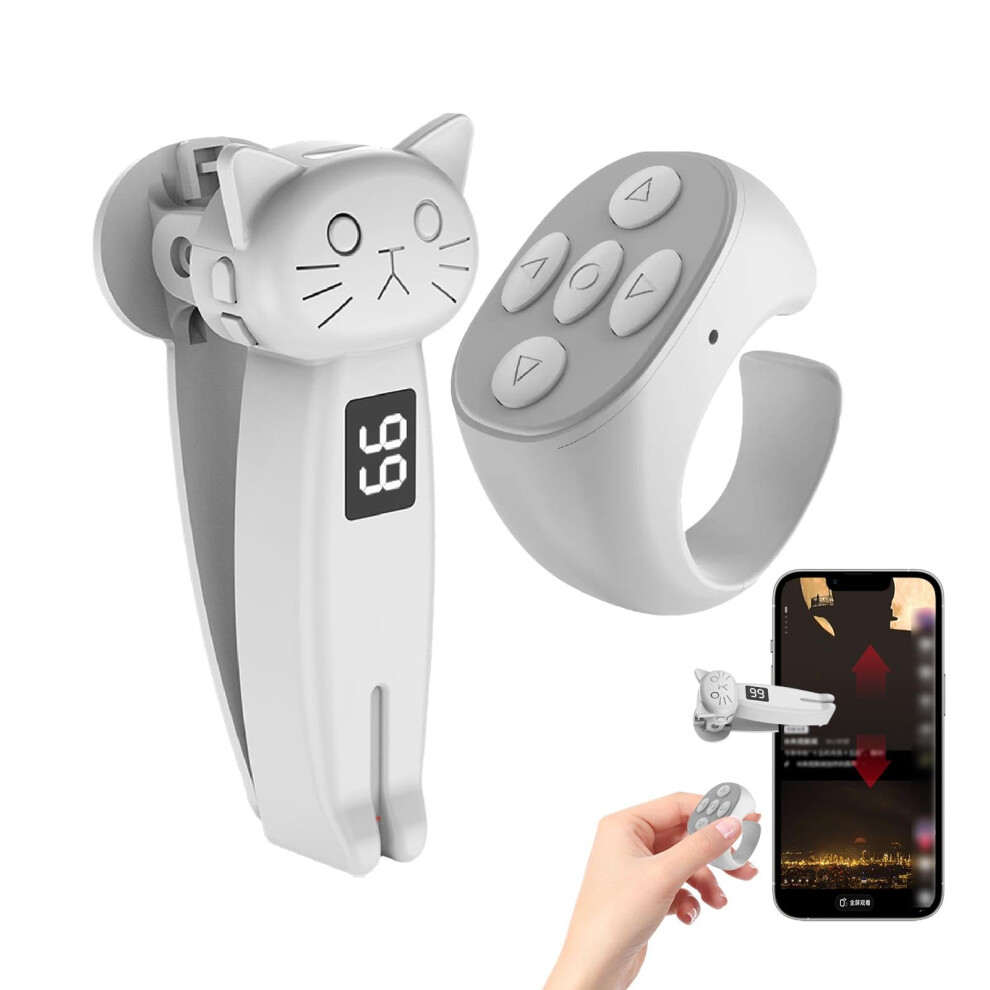 Remote Page Turner Bluetooth Hands For Ebooks Tablets And Phones With Silent Buttons White 9382693563859