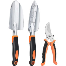 Garden Tool Set 3 Piece Shovel Fork Trowel Ergonomic Soft Grip for Digging and Planting