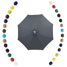 Outdoor Patio Umbrella Replacement Canopy 8Rib Gray 230cm / 7.5ft Parasol Fabric Protective Cover Universal Fit