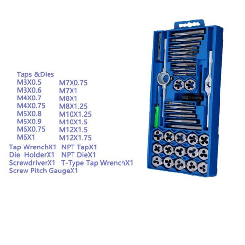 Thread Cutting Kit 40Pcs Metric Tap Die Set with Plastic Shell Thread Cutting Kit (Small Frame) Injection Molding 1