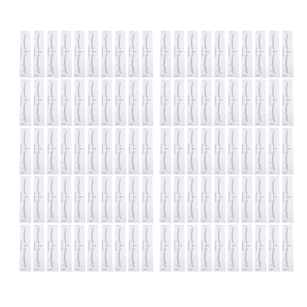 White 100Pcs Clear Pvc Disposable Brow Ruler Measuring Eyebrow Sticker