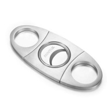 Stainless Steel Cigar Cutter Double Guillotine Blades with  Leather Pouch Silver
