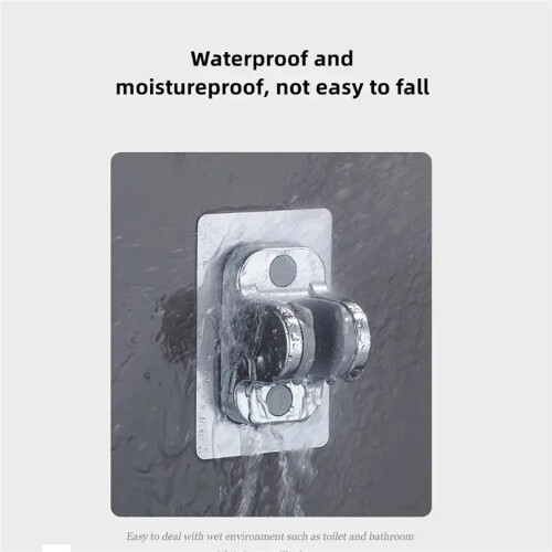 Shower Head Holder SelfAdhesive No Drilling Wall Mount Adjustable Bracket Universal Bathroom Silver Plus 2