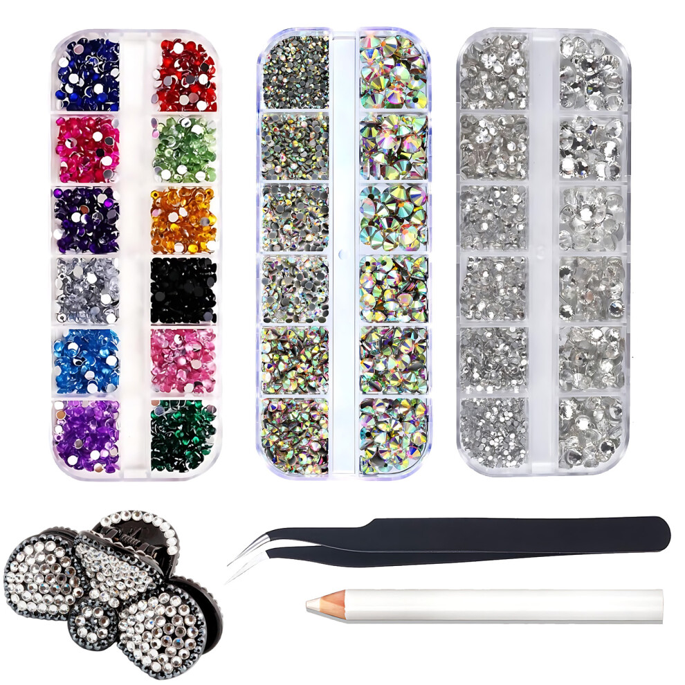 Iridescent Crystal Ab Color, High-Quality K9 Glass, Flatback Rhinestones, Hotfix Iron On, Diy Making, For Crafting & Personalization (3 Box)