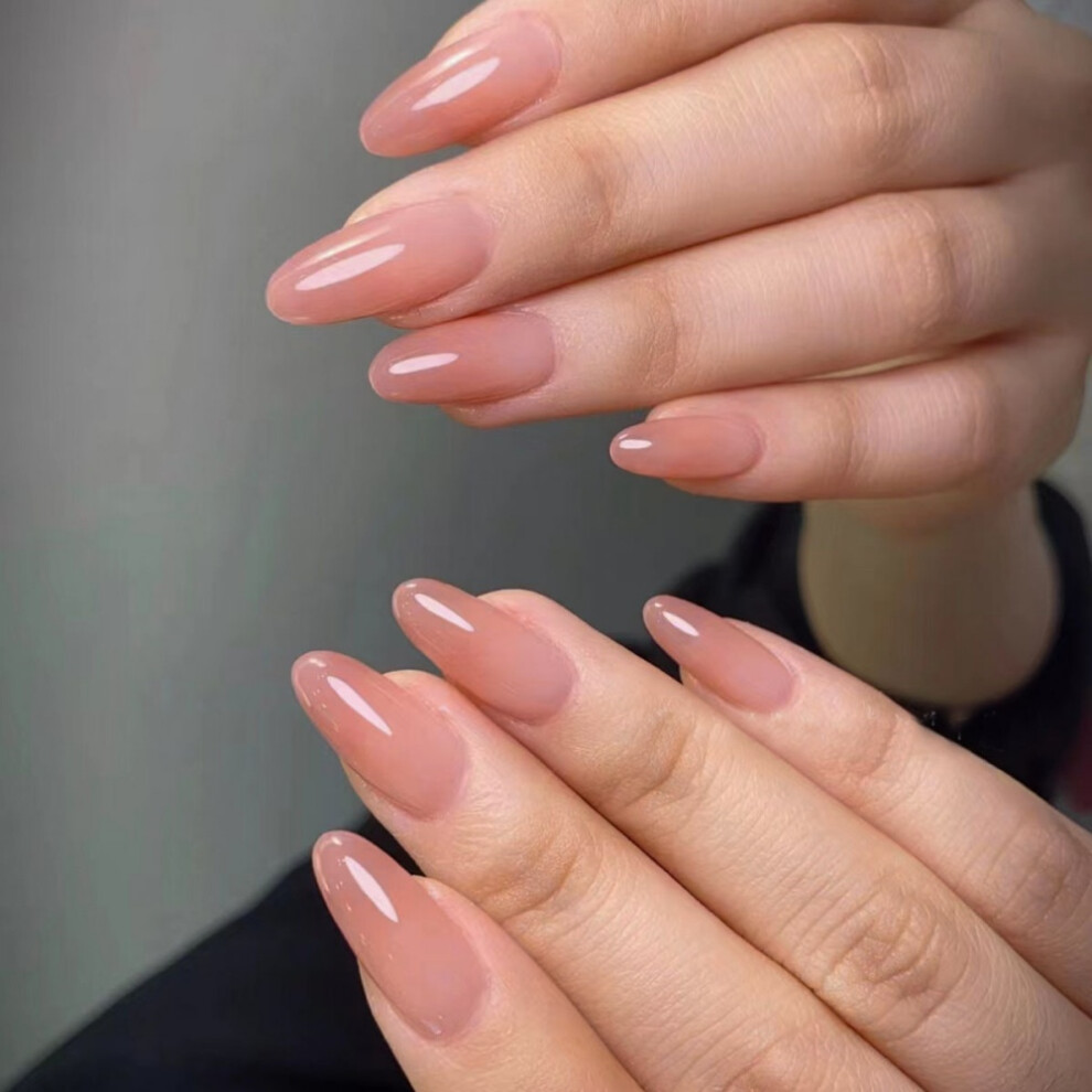 Strong and Durable Non-Toxic, Fashionable Styles Almond Shaped Press-On Nails for Women, Medium Length Reusable False Nails ABS Material, 24Pcs Porta