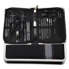 Reismanicureset, roestvrijstalen tools voor mannen en vrouwen, professionele manicureset met 26 onderdelen van koolstofstaal en een draagbare koffer,