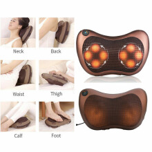 Deep Tissue Massage Shiatsu Neck & Back Massager, Heat Function, Breathable Mesh & PU Leather, Auto Shut-off Safety Feature for Home & Car Use (Port