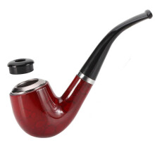 2 In 1 Resin Tobacco Pipe With Filter Classic Bent Stem Thickened Wall Removable Cleaning Brass Finish For Beginners