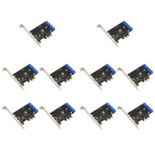 10X PCI Express USB 3.0 19-Pins Uitbreidingskaart PCIE 1X Naar 2 Poorten USB 3 19-Pins Adapter Interne USB3 20-Pins Hub-Header