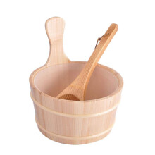 Pedicure Kit Spa Set Wooden Sauna Bucket With Ladle 2Pcs Water Tub Sauna Spa Accessory