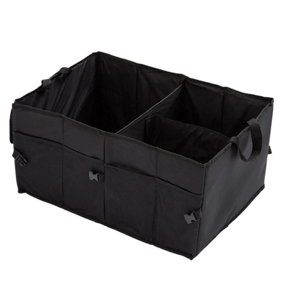 Large Capacity Car Boot Organizer Oxford Cloth Foldable Trunk Storage Box With Compartments Black 9347817804805