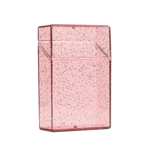 Flip Open Cigarette Case Plastic Pink Portable 20Capacity Photo Storage Box