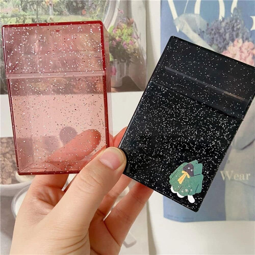 Flip Open Cigarette Case Plastic Pink Portable 20Capacity Photo Storage Box 2